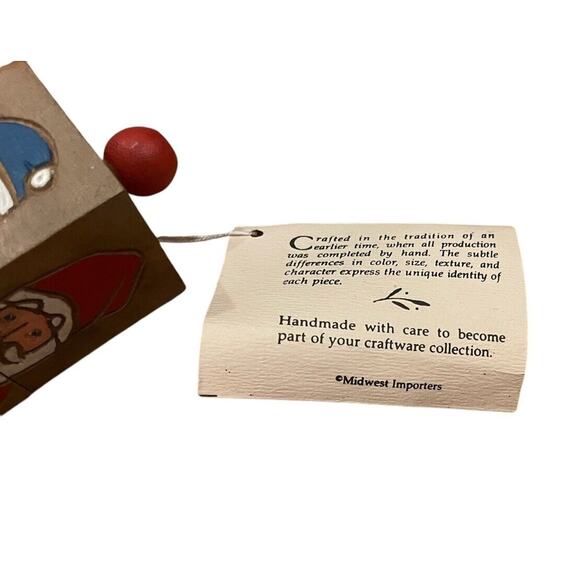 Midwest Importers Rotating Wooden Block Santa 4 Different Views VTG Folk Art - Picture 7 of 7